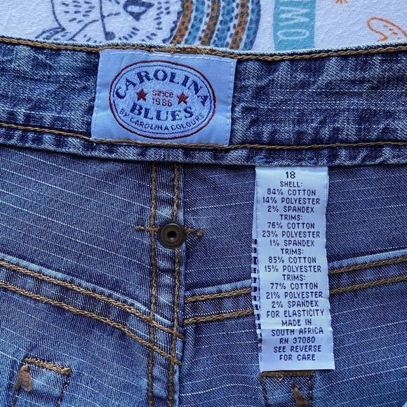 Vintage Carolina Blues Wide Leg Jeans Women’s 18 Stitched Cropped Boho Hippie - Picture 10 of 11